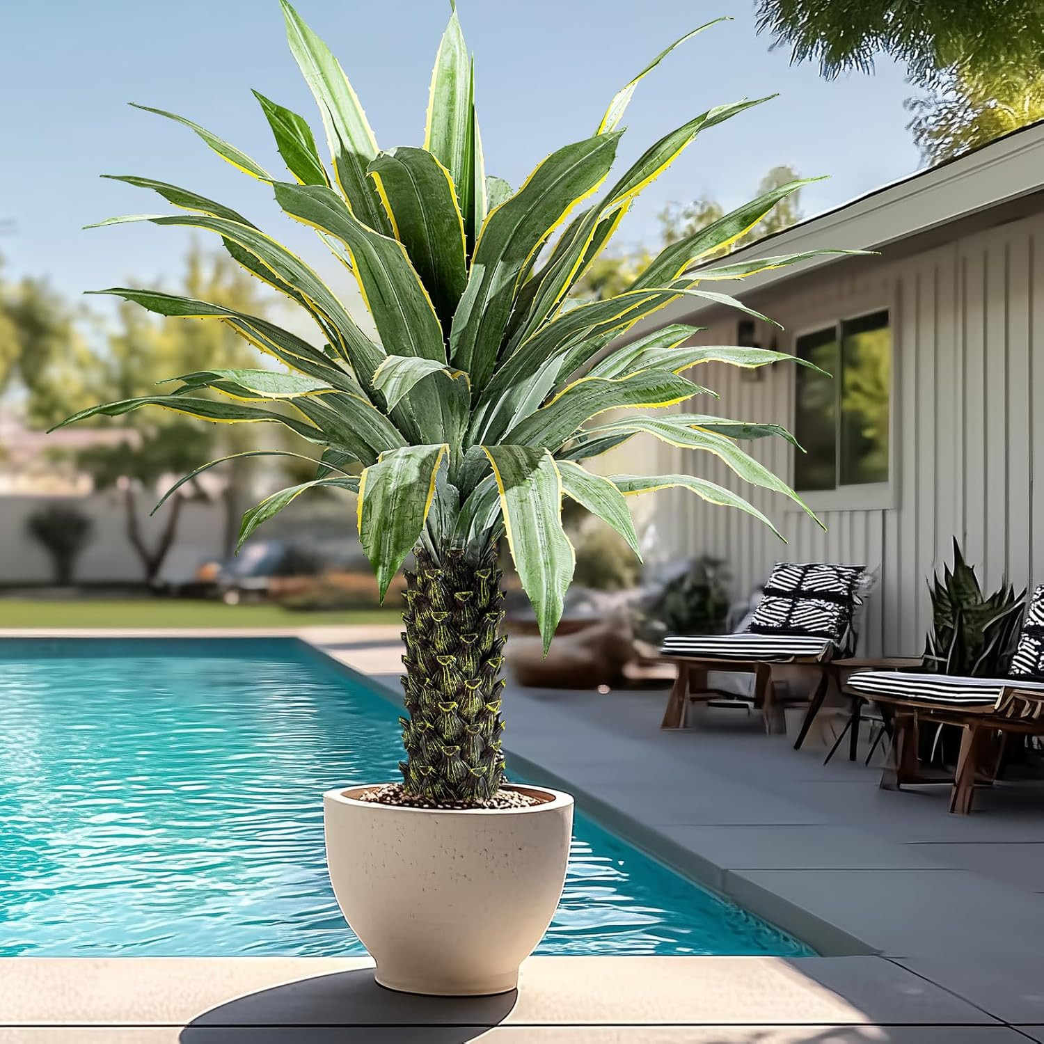 Realistic 61″ Artificial Agave Plant in Pot for Indoor Outdoor Decor – Yellow