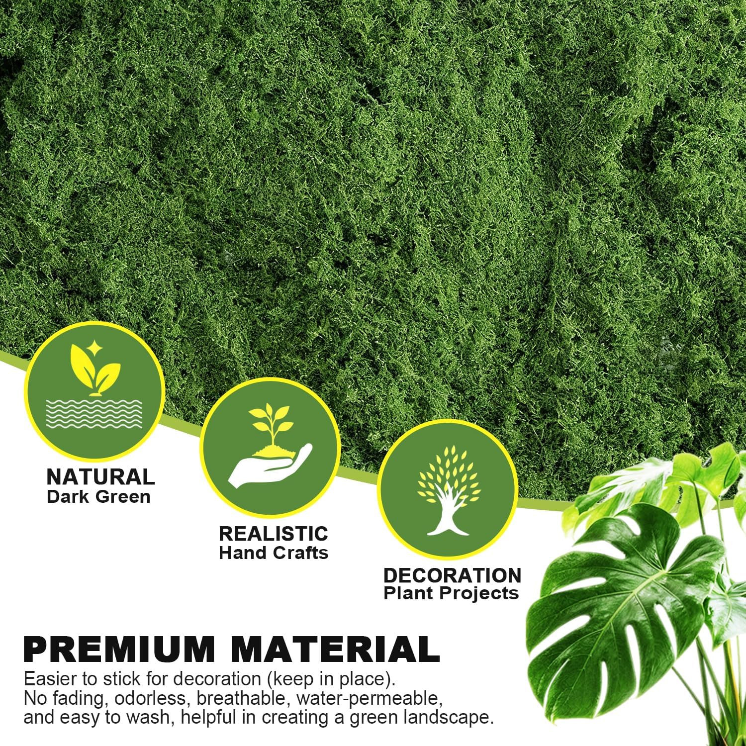 1200 Grams Fake Green Moss for Crafts, Decorative Artificial Faux Moss for Plant