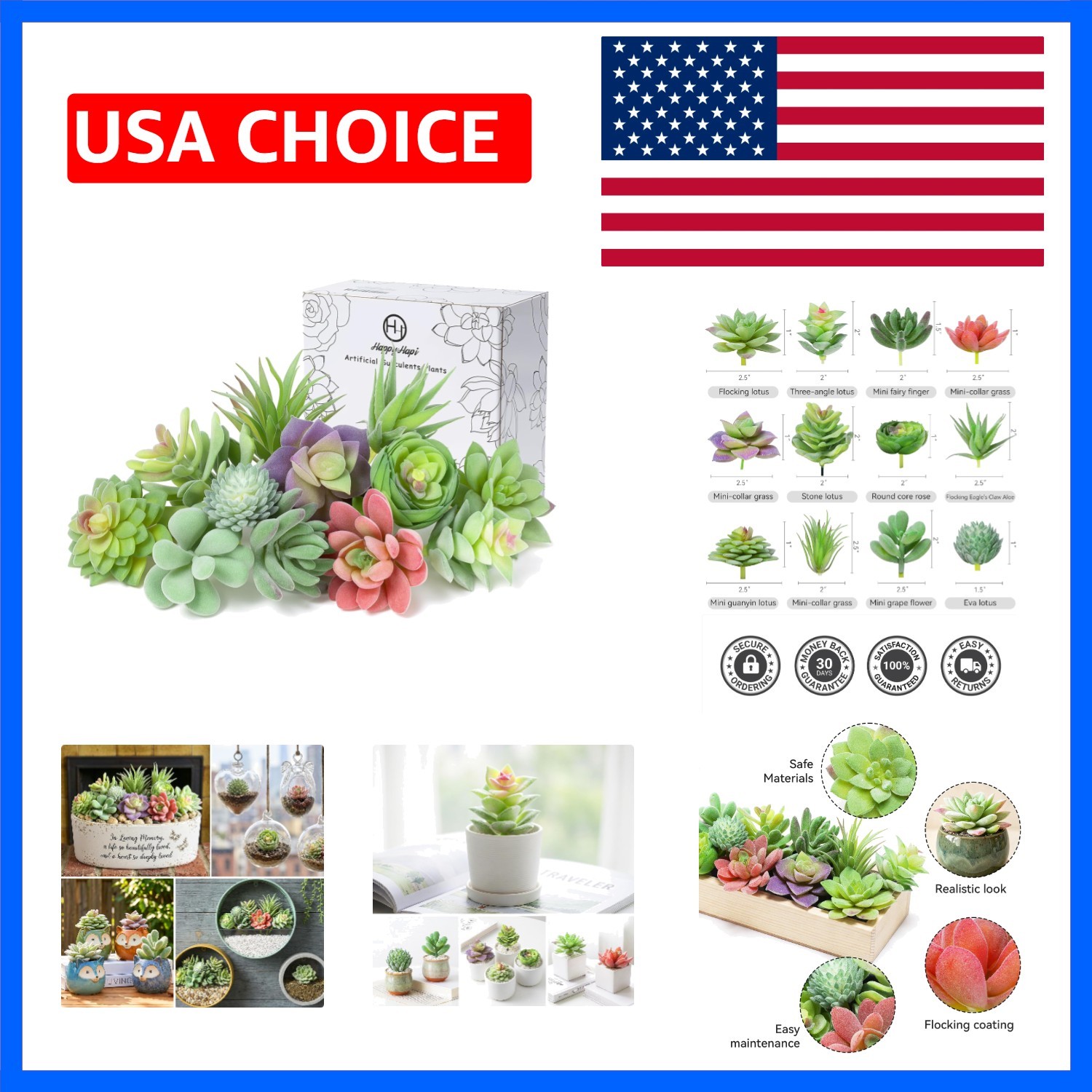 12 Pcs Artificial Succulents, Mini Fake Plants Unpotted | Flocked Small Artif…