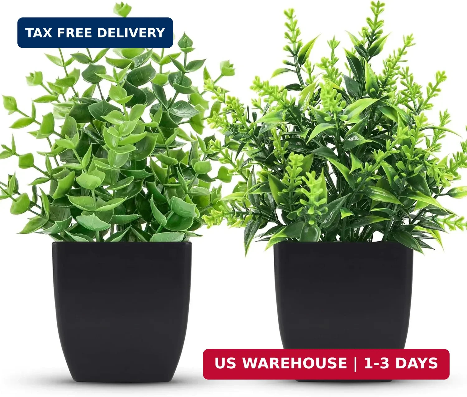 2 Pack Small Fake Plants Black Bathroom Accessories for Home Bedroom Bathroom Ki