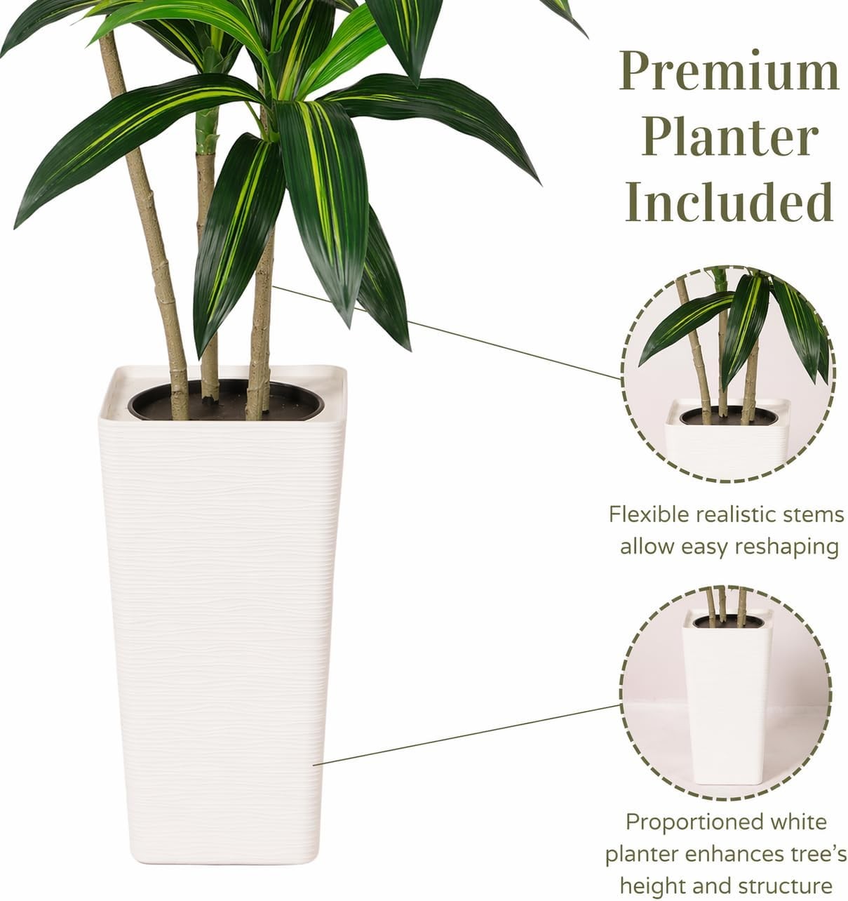 5FT Artificial Dracaena Plant Indoor – Tall Artificial Indoor Tree in Pot,