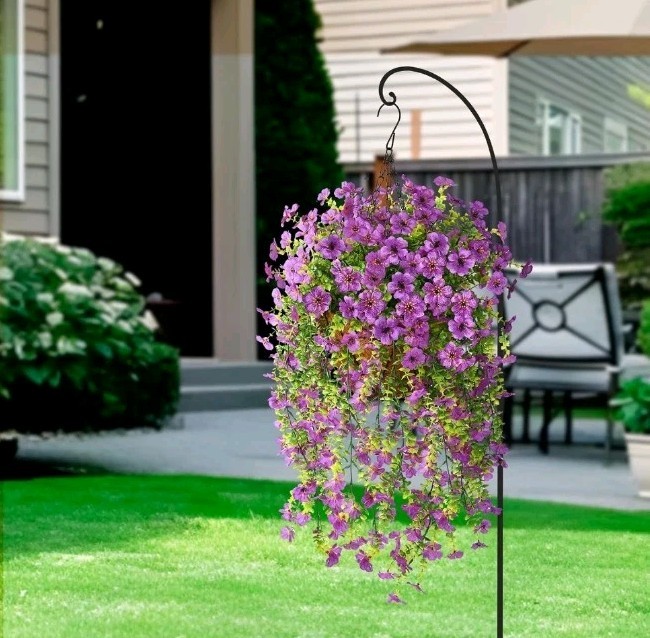 Artificial Hanging Flowers Plants for Outdoor Spring Summer Decoration 2PCS Faux