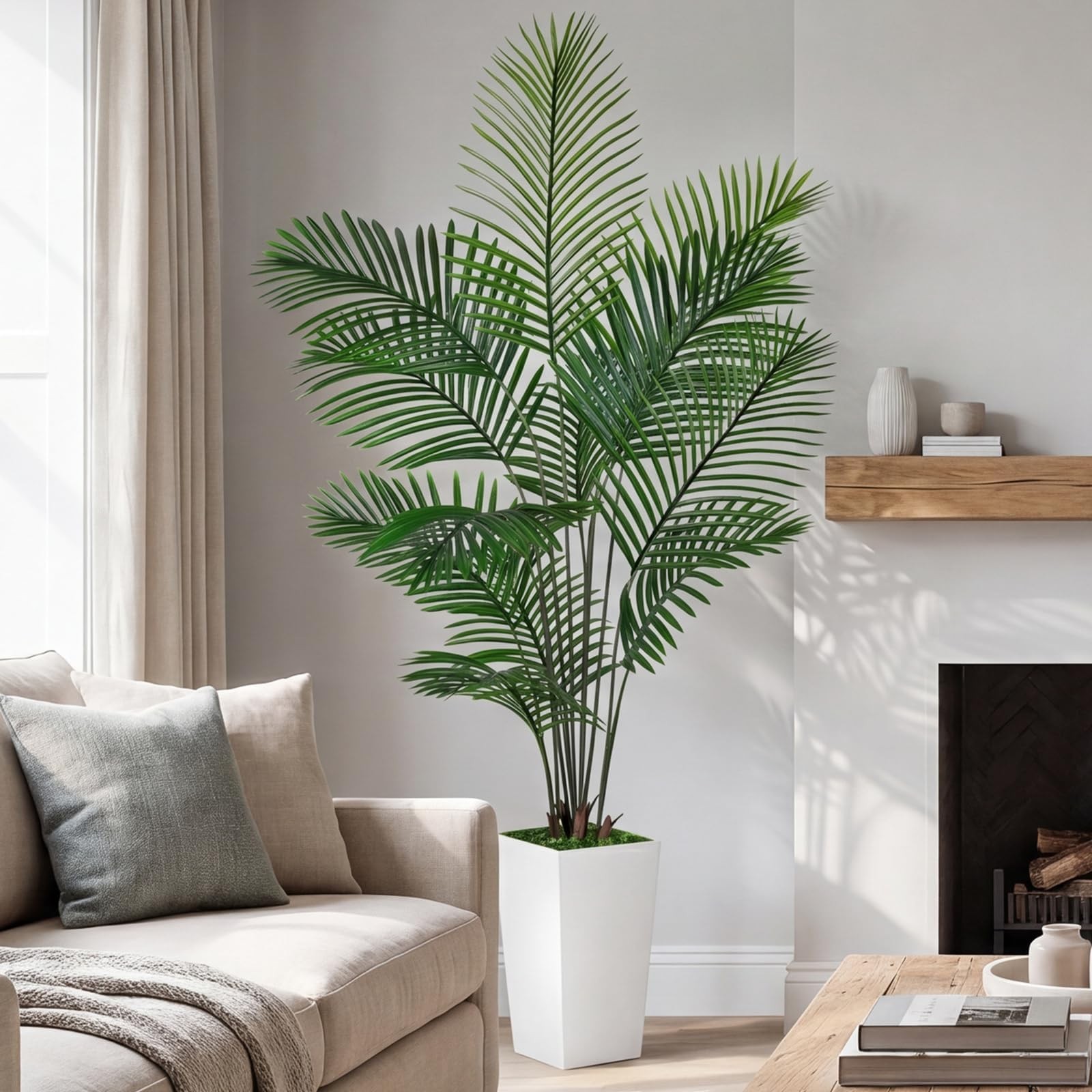 Artificial Palm Tree 6FT Tall, Faux Palm Tree Indoor Outdoor, 72in Fake Tropi…