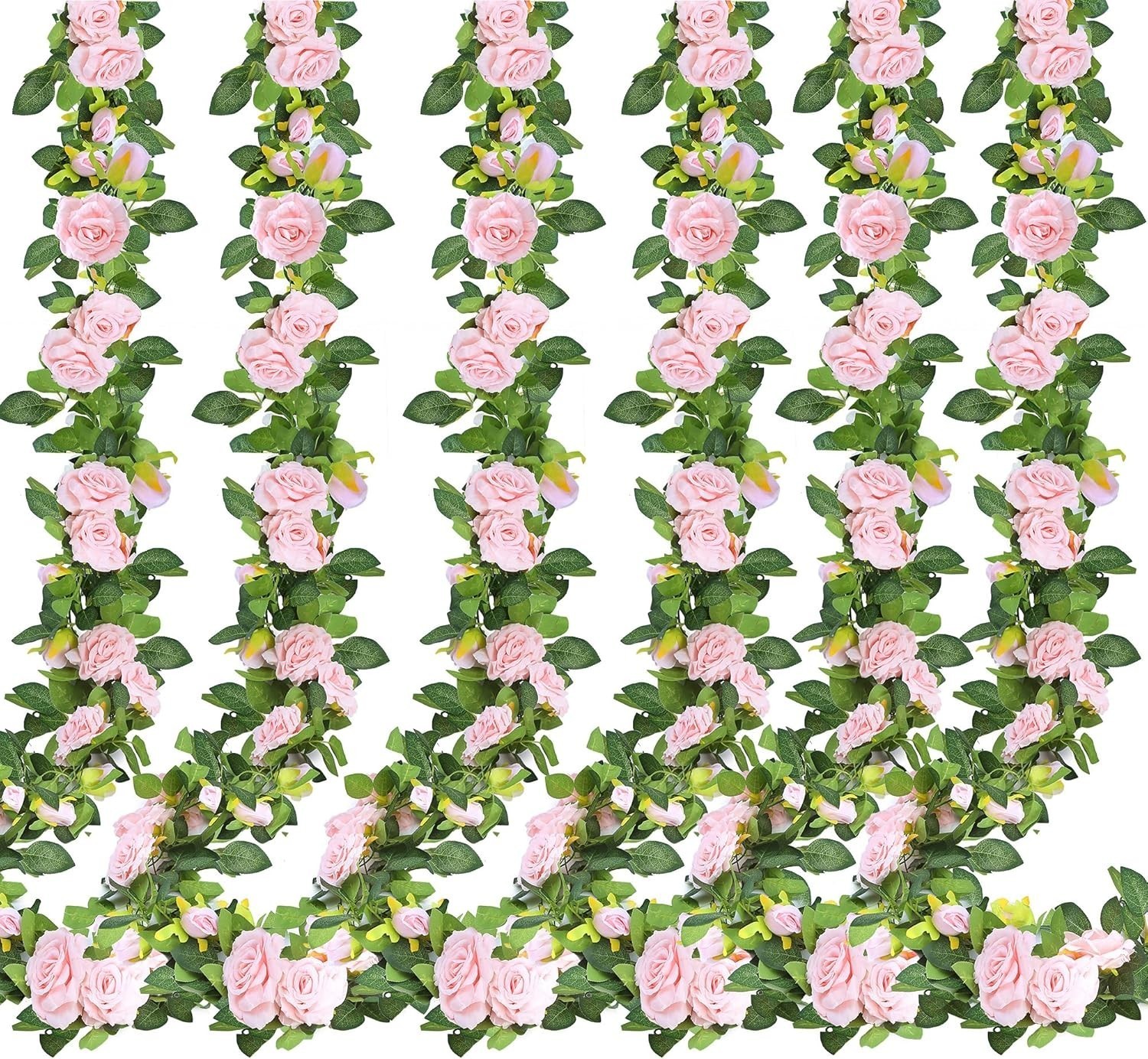 Sggvecsy 2Pcs 15.5Ft Artificial Rose Vine Fake Flower Garland Floral Garland