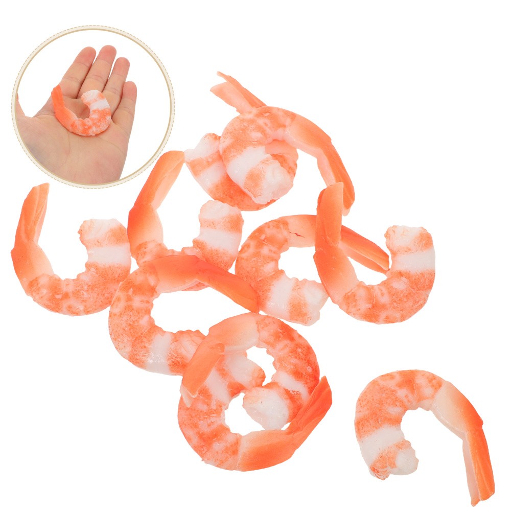 10 Pcs Plastic Cooked Shrimp Model Realistic Food Toy Decoration For Party