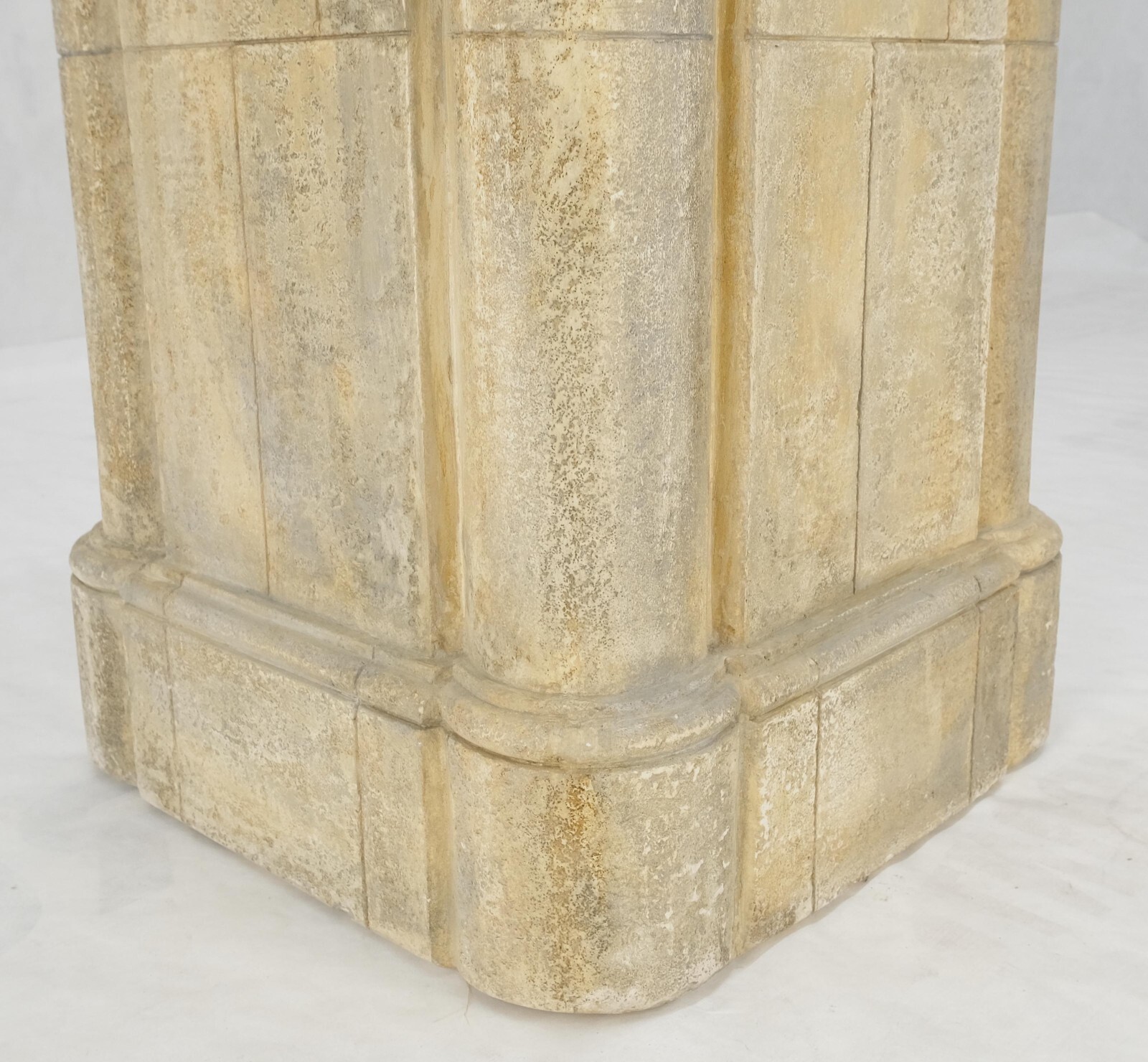 large 19×19 Square Faux Travertine 41″ Tall Carved Geometric Decorative Pattern