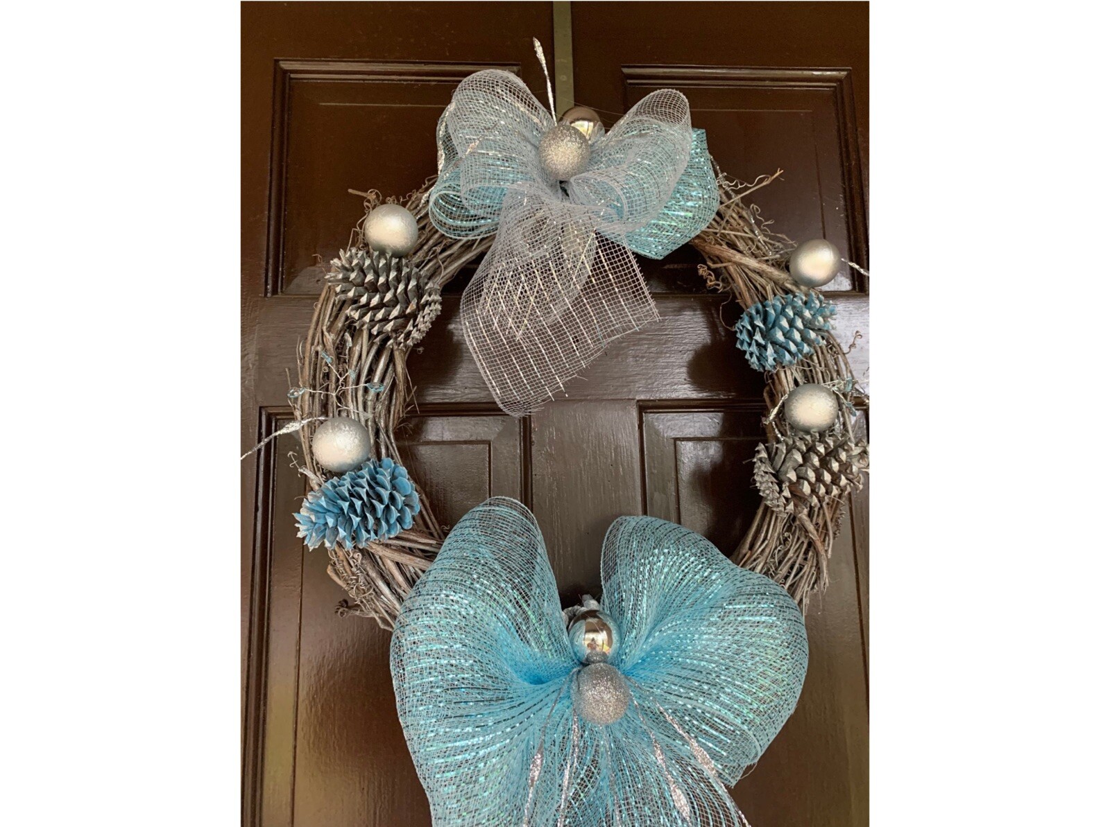 Cool In Silver & Cold In Blue= Fall/winter wreath. Sparkly Blue & Silver
