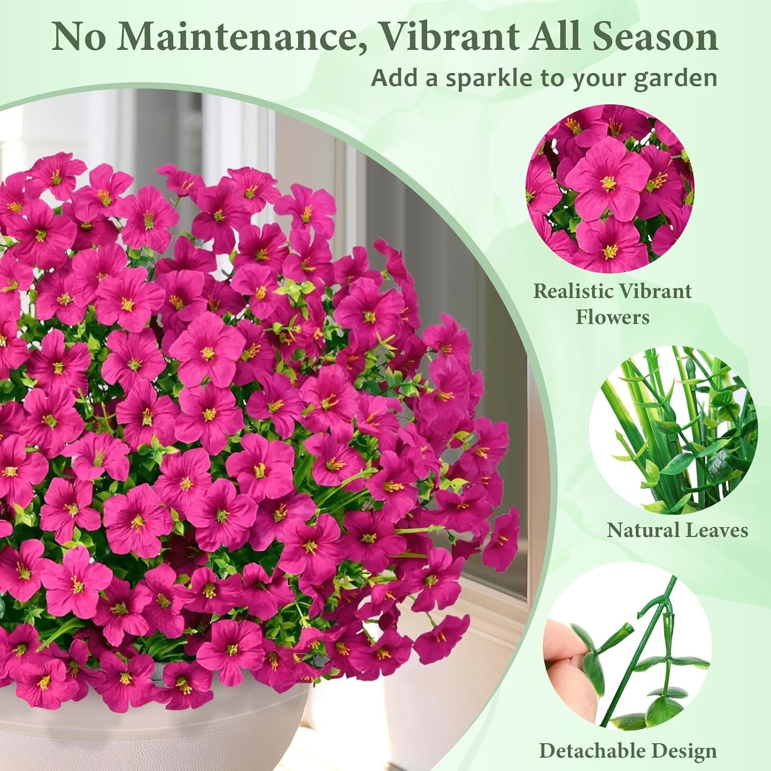 Artificial Flowers for Outdoors 12 Bundles Artificial Petunias Fake Flowers UV R