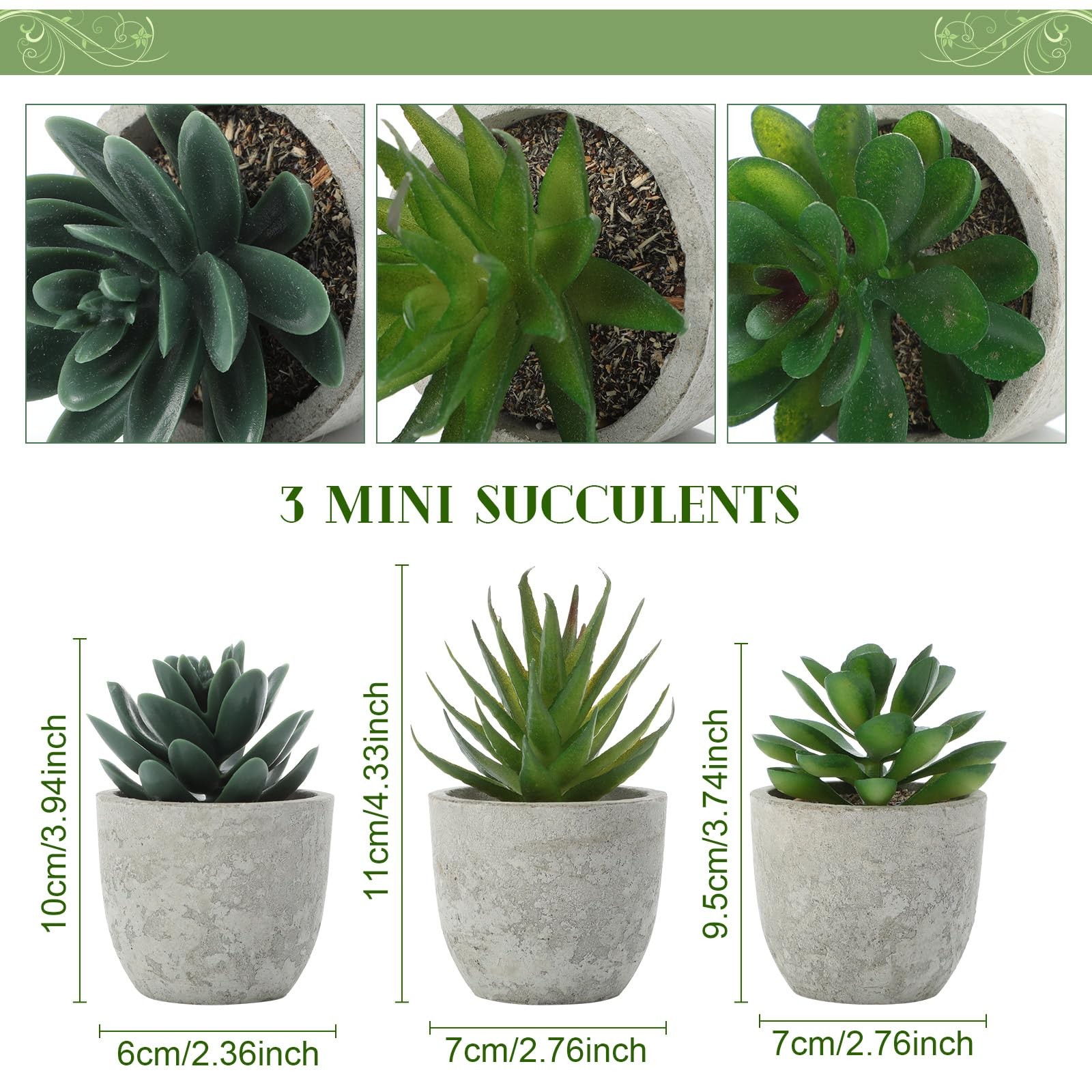 6-Pack Small Fake Plants Eucalyptus Rosemary Succulents for Home Decor