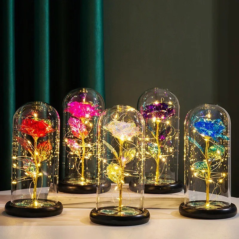 Brand New – Crystal Galaxy Enchanted LED Glass Forever Rose Home Decoration Gift