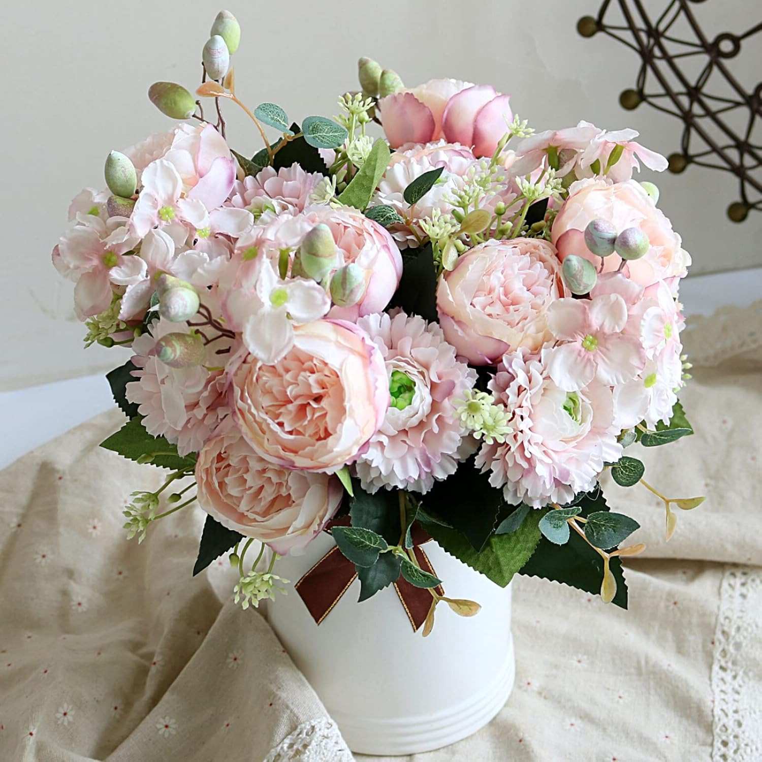 Artificial Peony Flower 2Pcs Silk Peonies Fake Peony Flowers Floral Arrangements