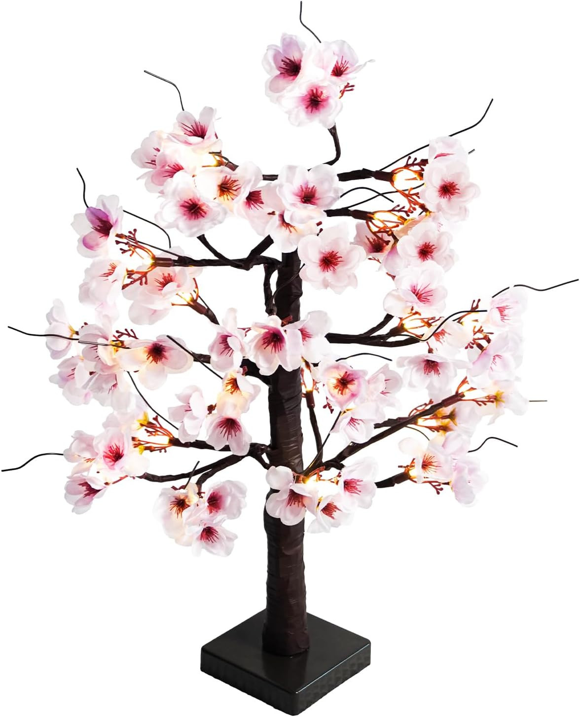 24IN Lighted Cherry Blossom Tree 24 Warm White LED Tabletop Artifical Bonsai Tre
