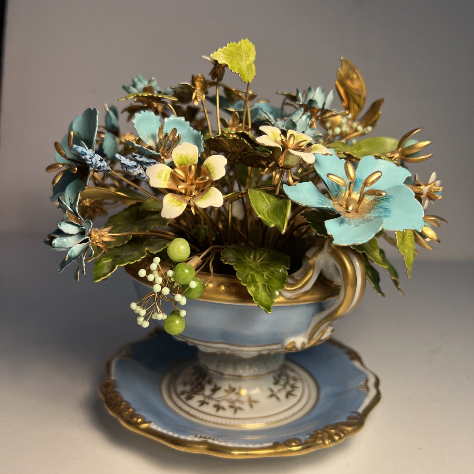 Jane Hutcheson for Gorham Blue Fleurs des Siecles 2 Handle Cache Pot EUC