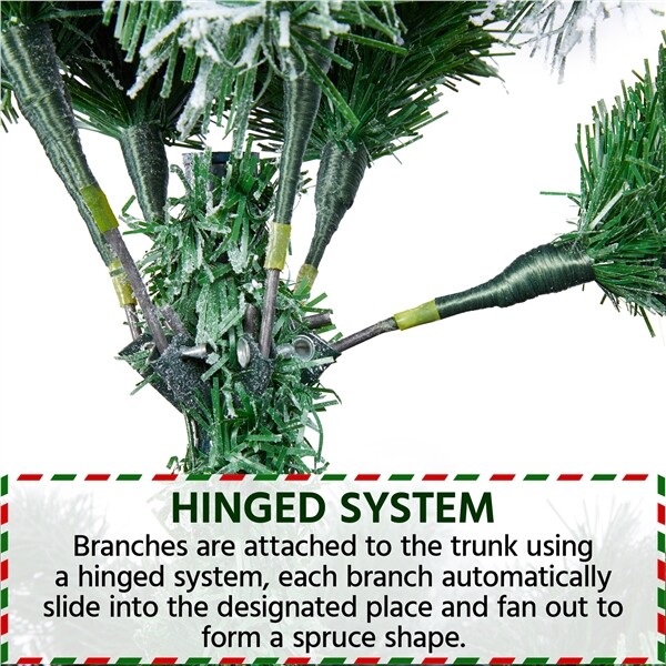 6/7.5/9ft Unlit Premium Snow Flocked Hinged Artificial Xmas Christmas Pine Tree