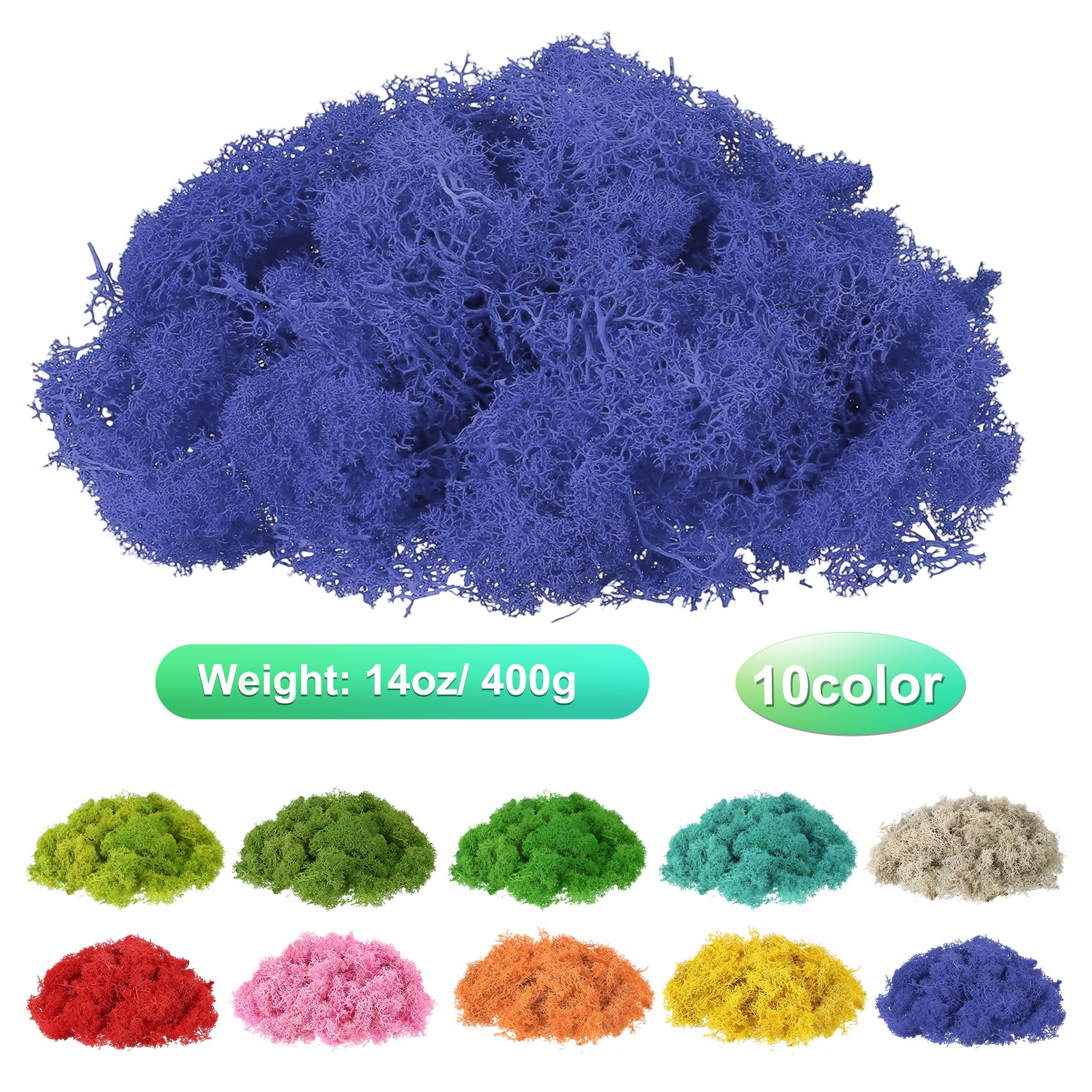 14oz Fake Preserved Reindeer Moss, Purple/Light Pink/Blue/White