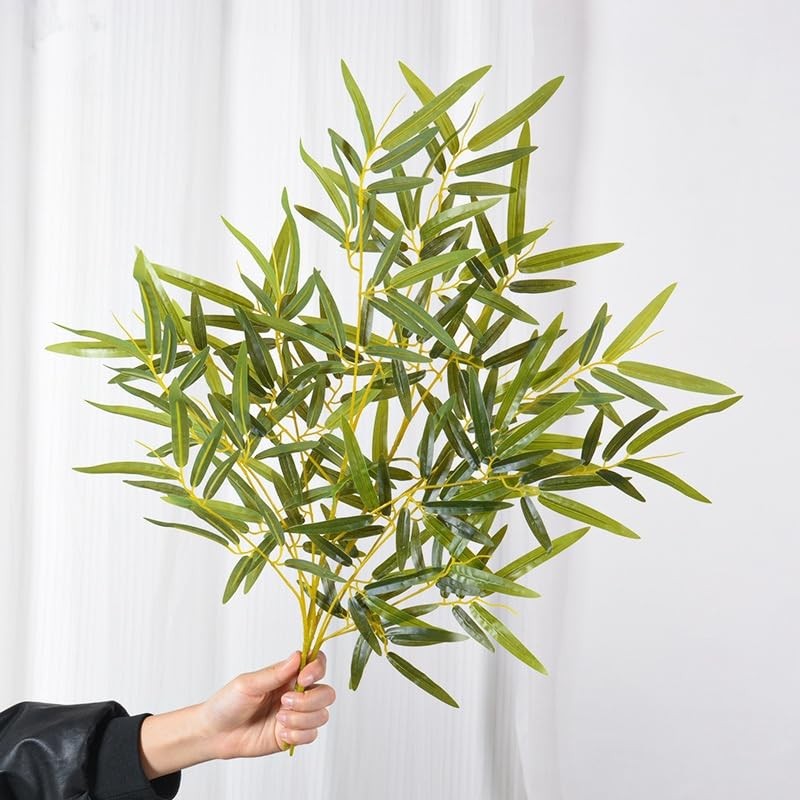 6 Pcs Tree Branch 19.7 Inches Artificial Leaves Faux Green Silk Stick Greener…