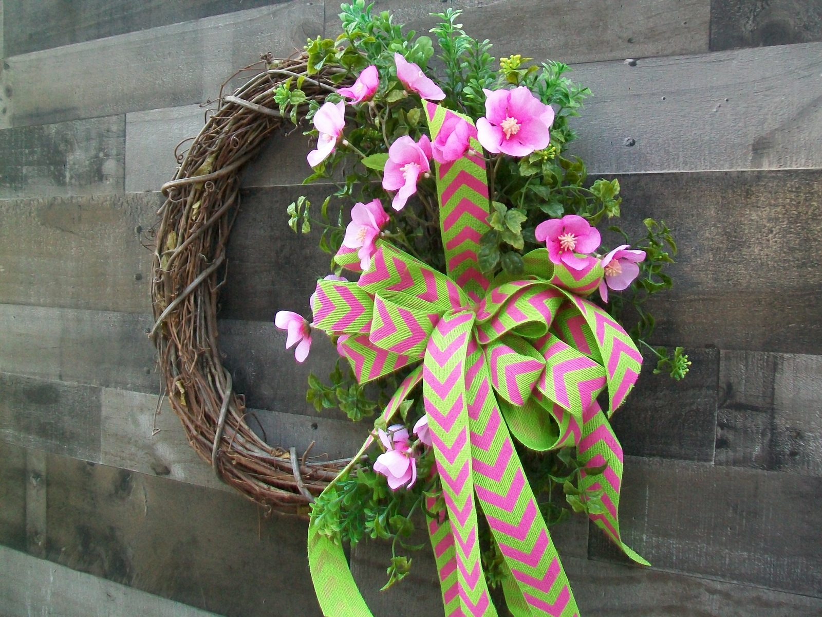 Spring Natural Grapevine Pink & Green Cherry Blossom Wreath