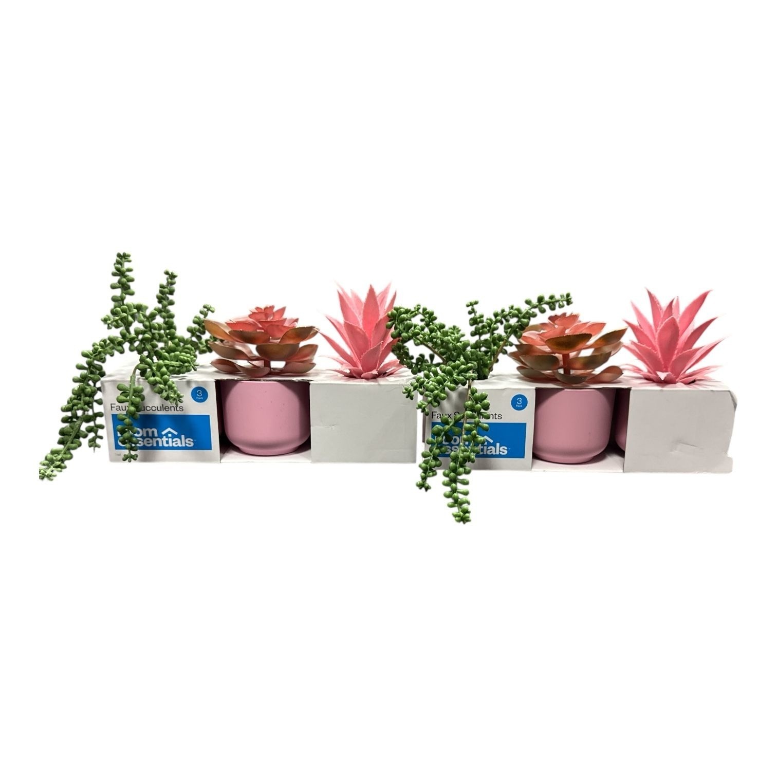 2pcs-ROOM ESSENTIALS Faux Succulents Artificial Plants Pink 3 pack