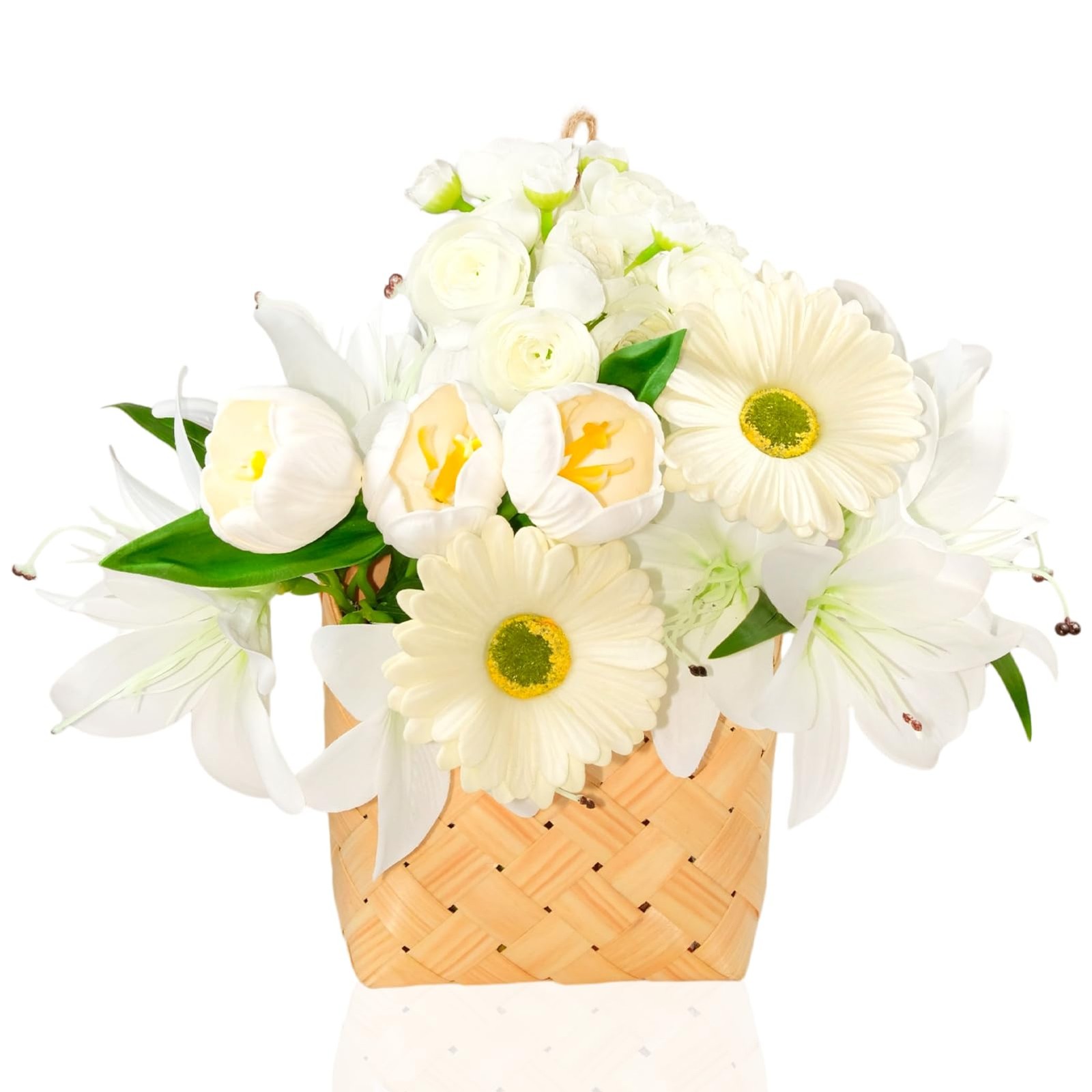 18 Pcs Realistic Artificial Hanging Flowers for Outdoors, Silk Fake Flowers w…