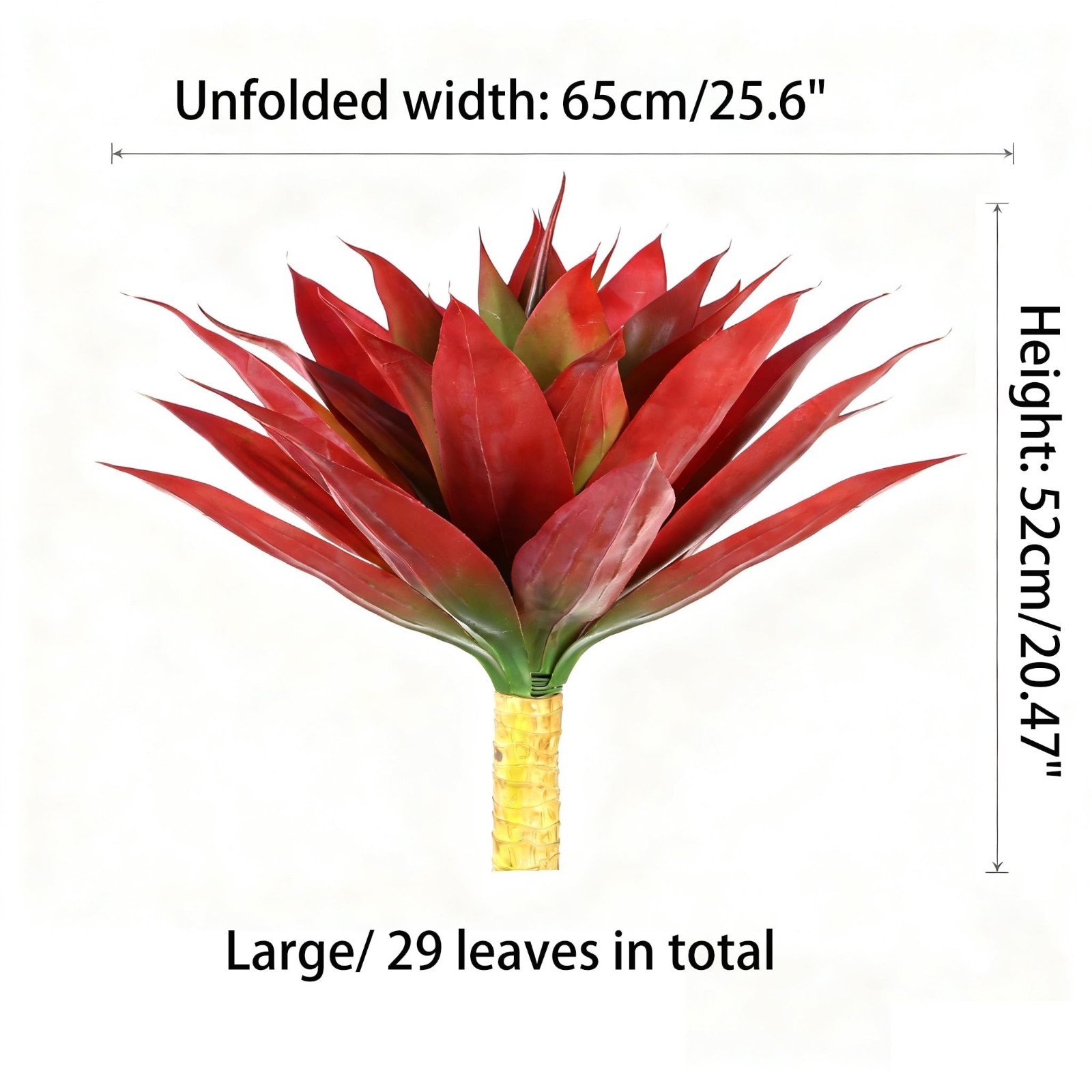 2 Large Artificial Agave Succulent Stems 20″ Red Green Unpotted Decor Landscape