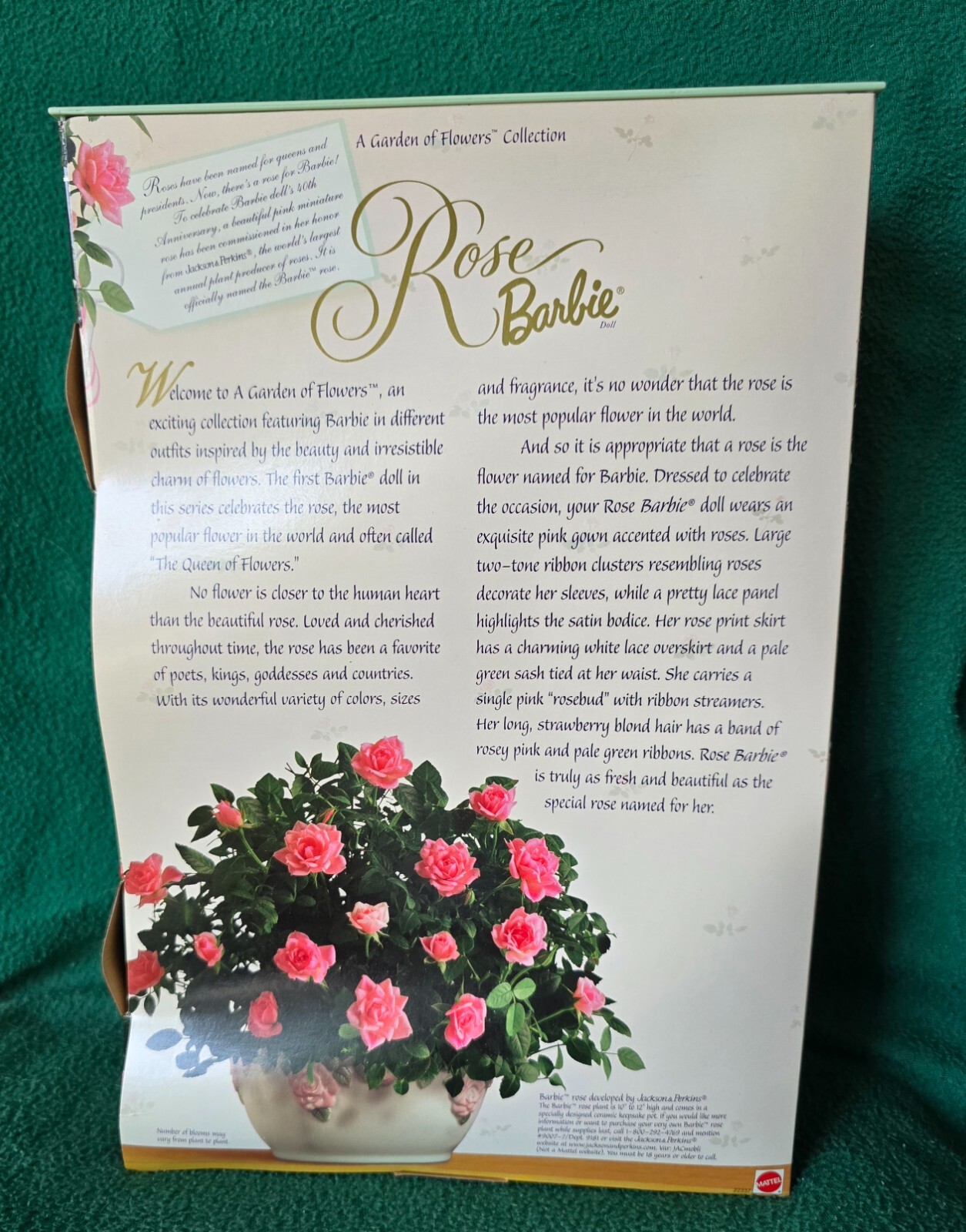 1998 BARBIE ‘Rose’ A Garden of Flowers, 1st in a Series 22337 NIB