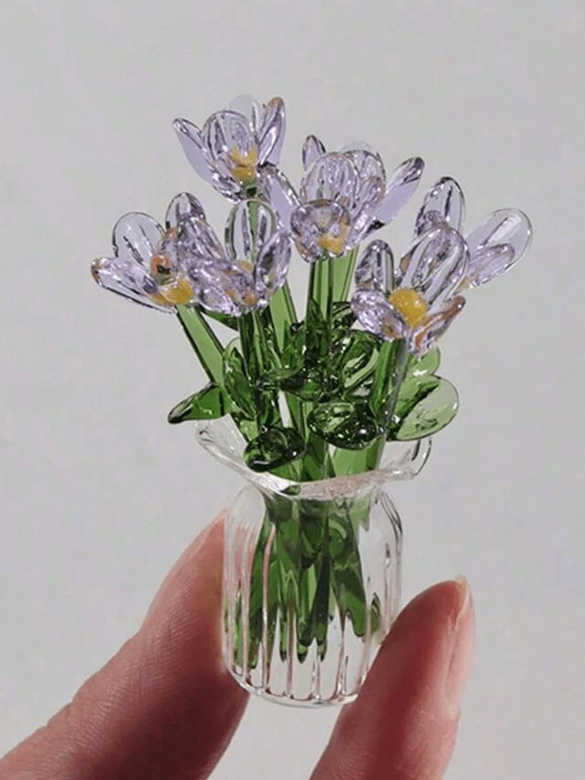 7pcs Mini Glass Vases Set Artificial Flowers Wedding Table Decor