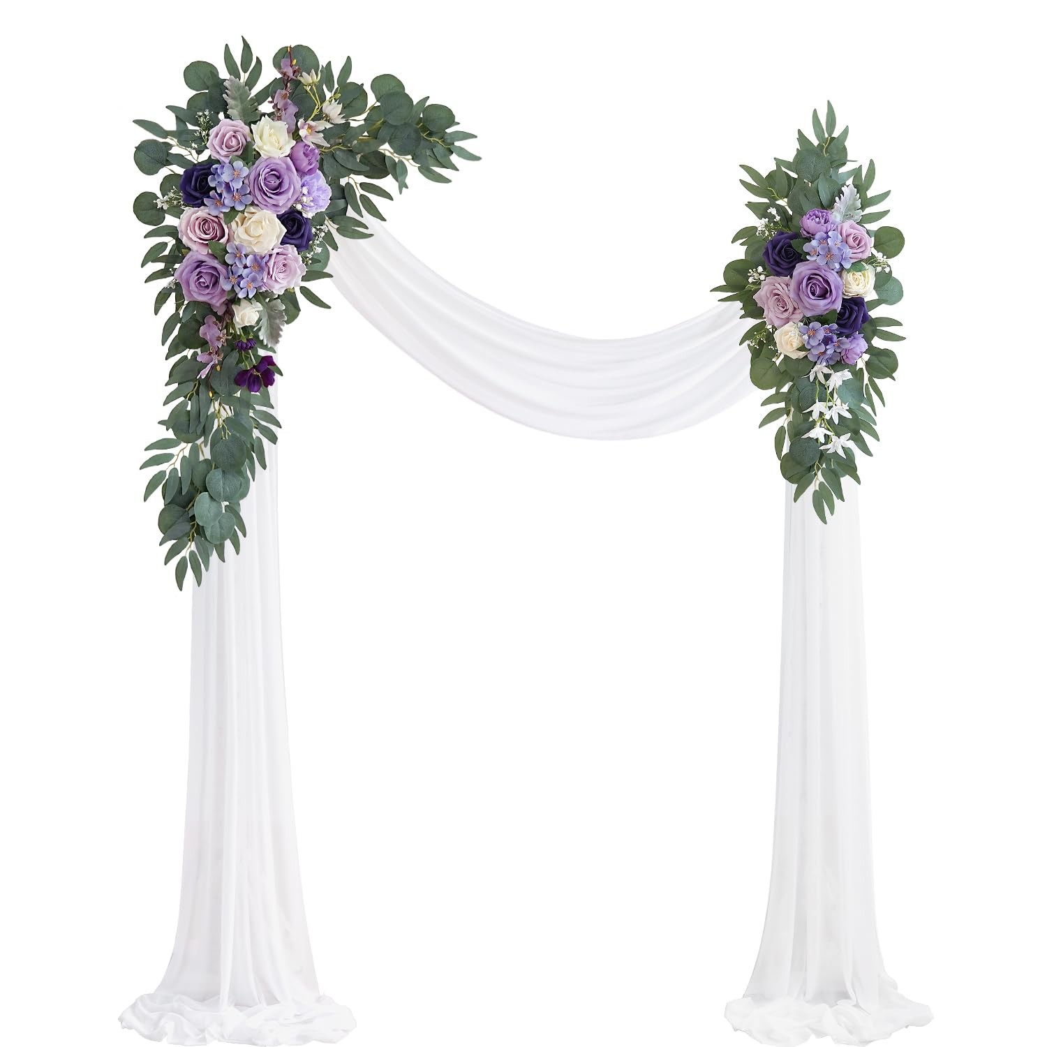 Lilac Artificial Wedding Arch Flowers Kit (Pack of 3) with 26Ft White Shiny A…