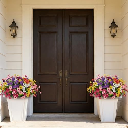 24 Bundles Lifelike UV Protected Artificial Flowers – No Fade Silk Plants for Ga
