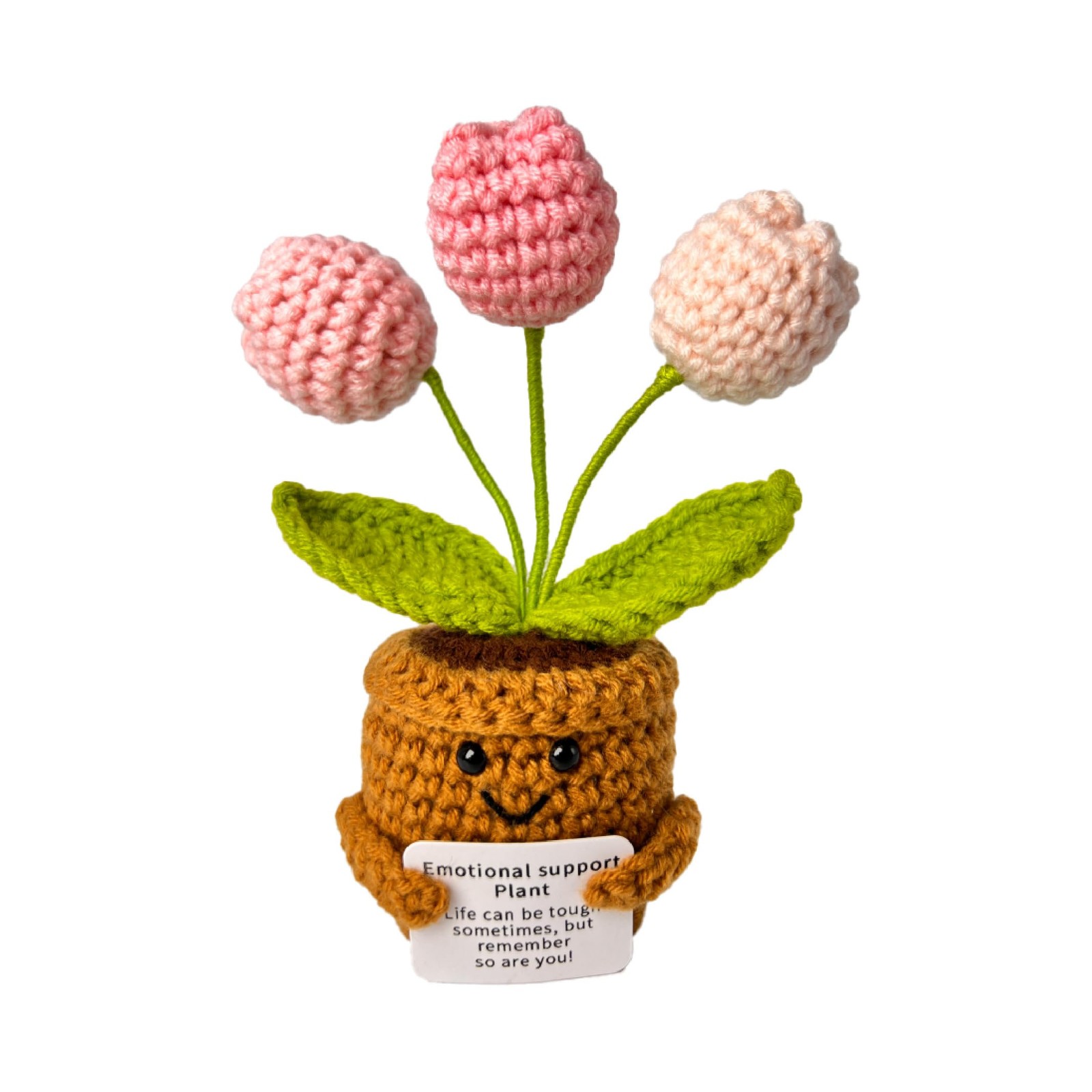 Emotional Support Crochet Flower in Pot,Uplifting Handmade Knitted Plush Plan…