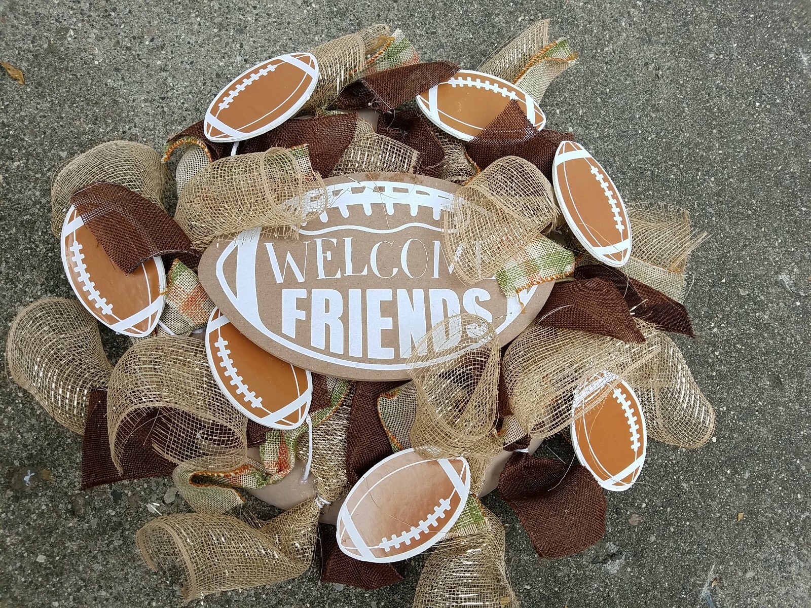 Welcome Friends Fall Football Wreath