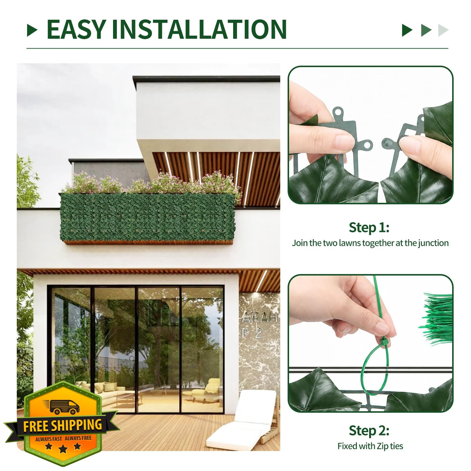 Skloopearg Artificial Ivy Screen 39.4″x197″ Green Sweet Potato