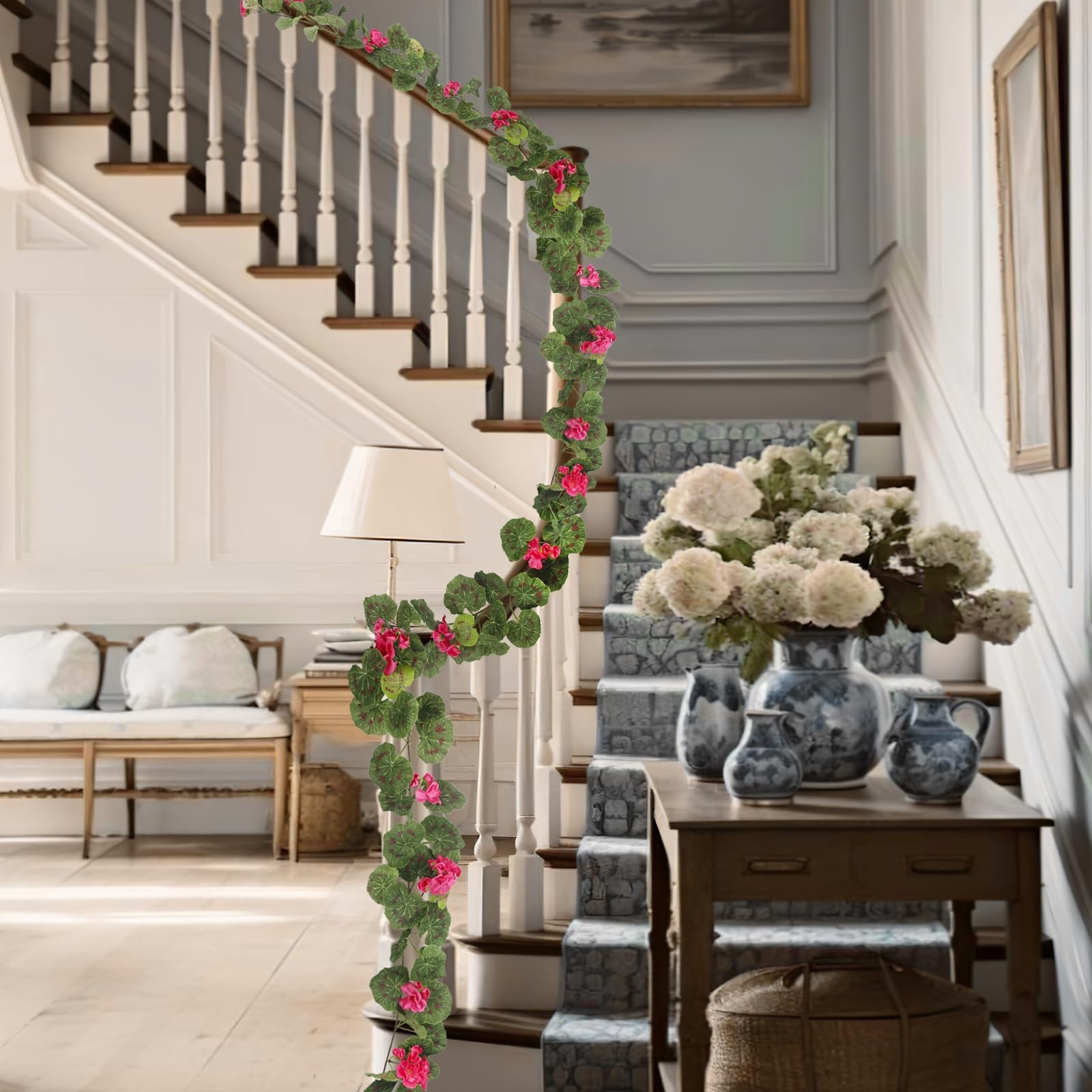 2 Pcs Spring Summer Flower Garland Geranium Artificial Garland Outdoors Rose …