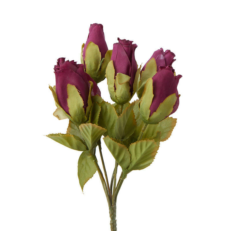 Group of 4 Dark Wine Artificial Rose 10″ Floral Bushes