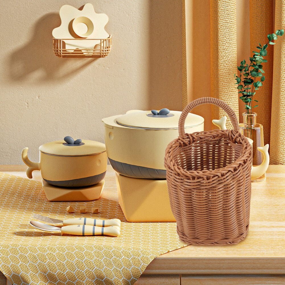 Hanging Wall Wicker Basket Front of Door Kitchen Storage Child
