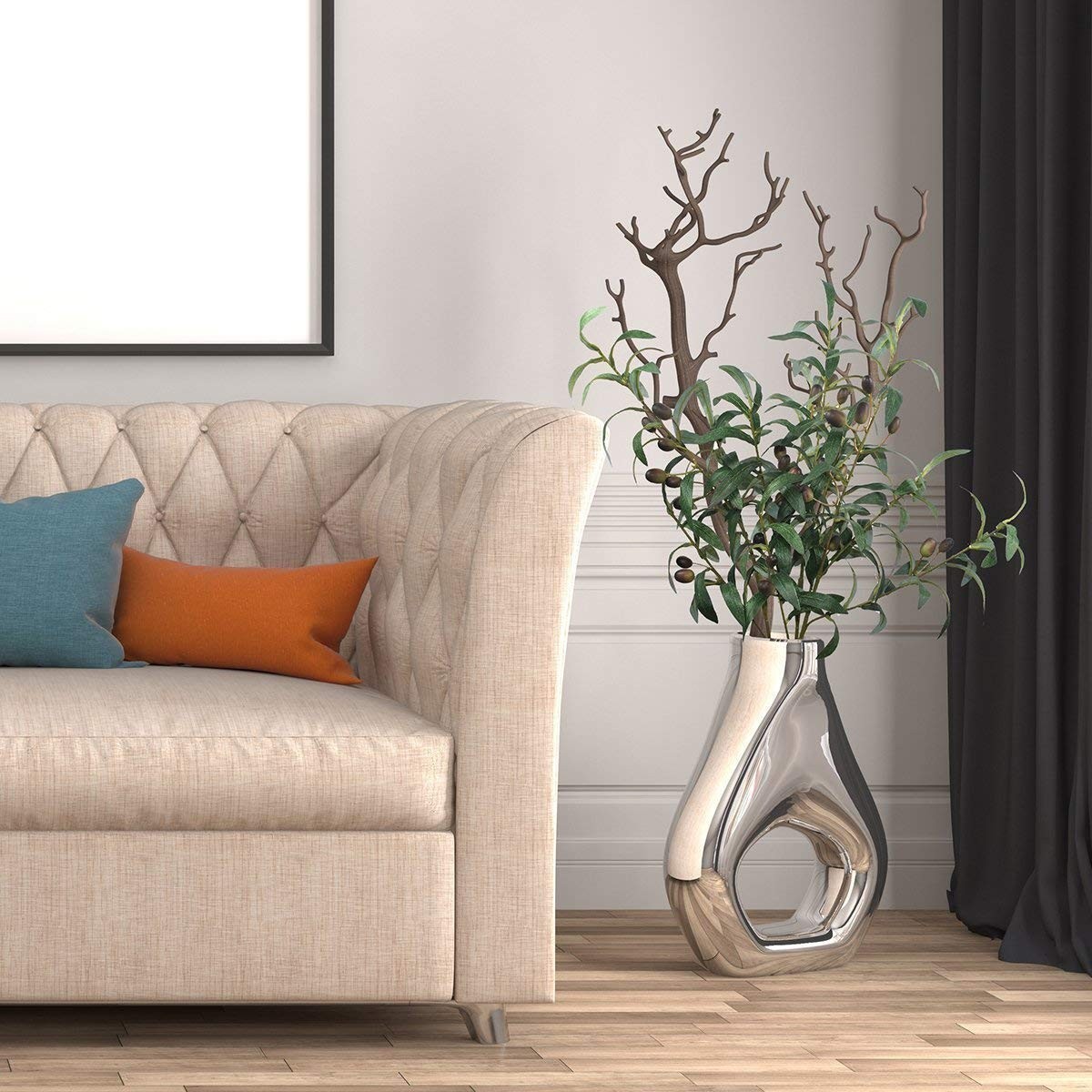 28″ Artificial Olive Branches – 4 PCS Greenery Stems for Home, Wedding, Office D