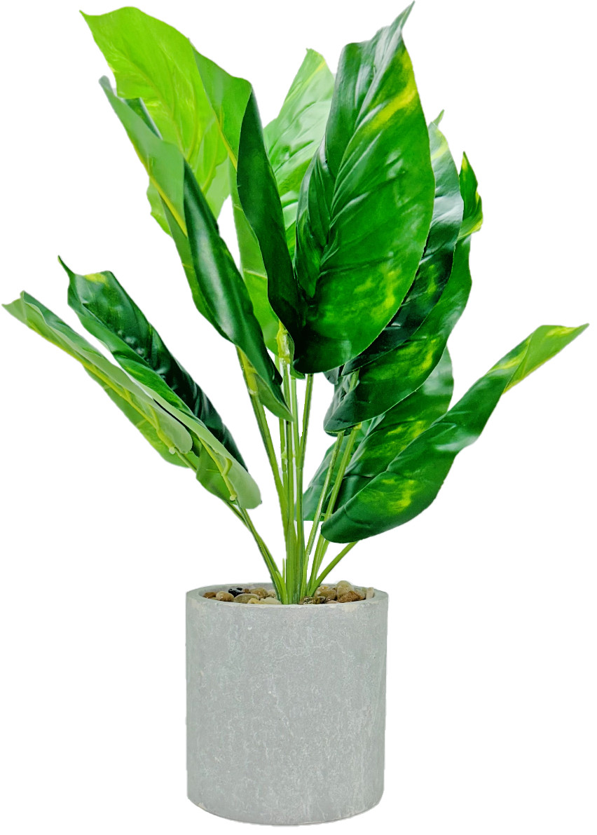 WUKOKU Fake Faux Plants Artificial Potted Office Home Kitchen Decor Taro Leaf