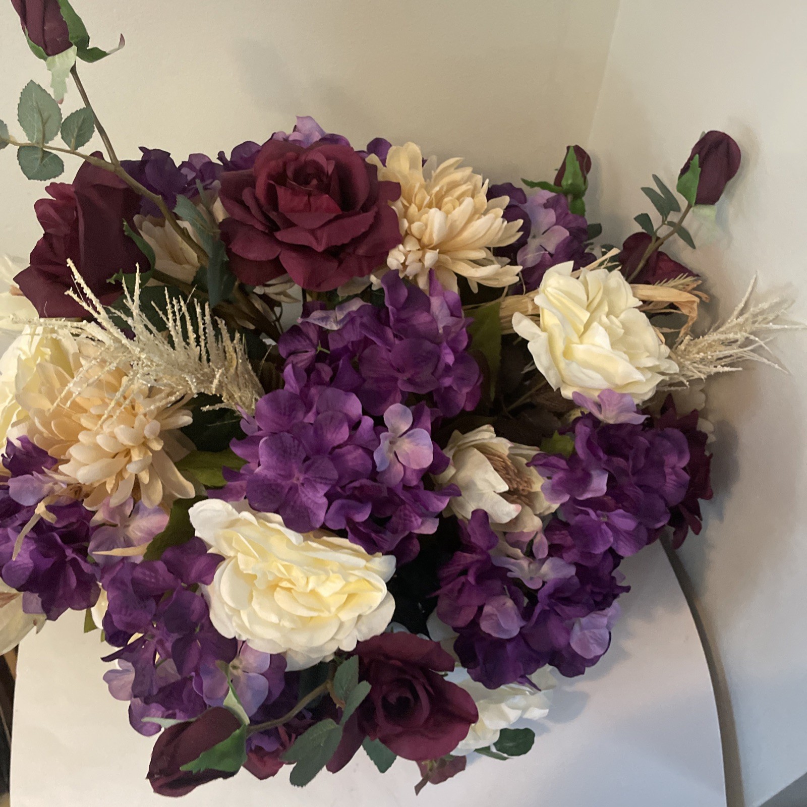 Blush Purple Floral Centerpiece, Romantic Table Decor, Neutral Ivory Arrangement