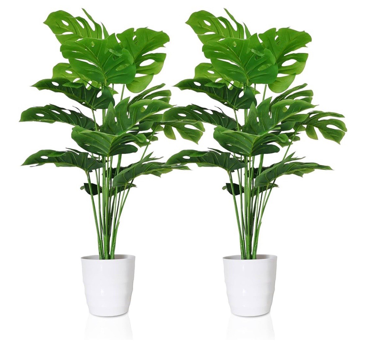 28″ Set of 2 Artificial Monstera Deliciosa Plants In Pot Indoor Faux Plants