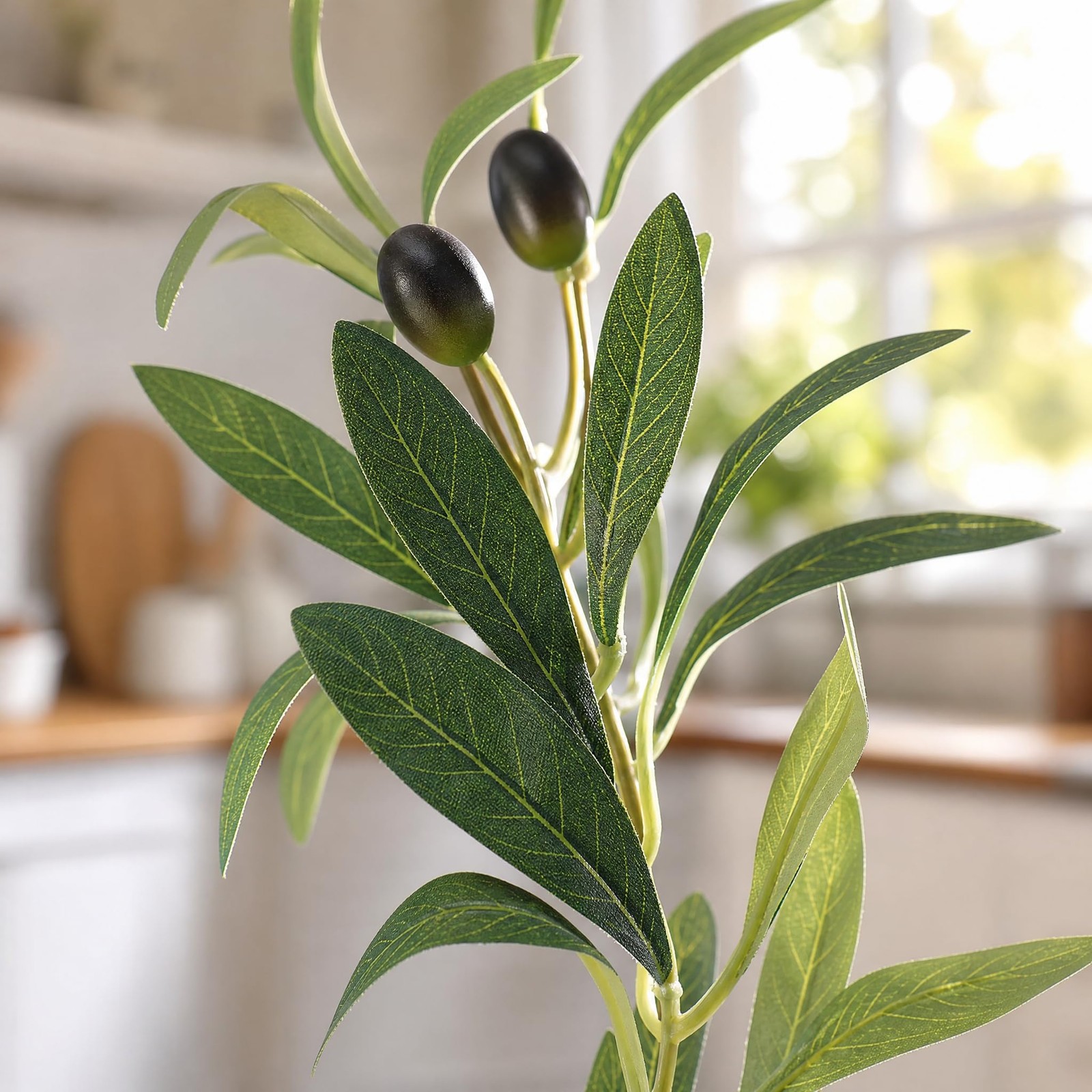 Artificial Olive Branches Faux Twigs Fruits Vase Home Decor 12.5 In 38 PCS