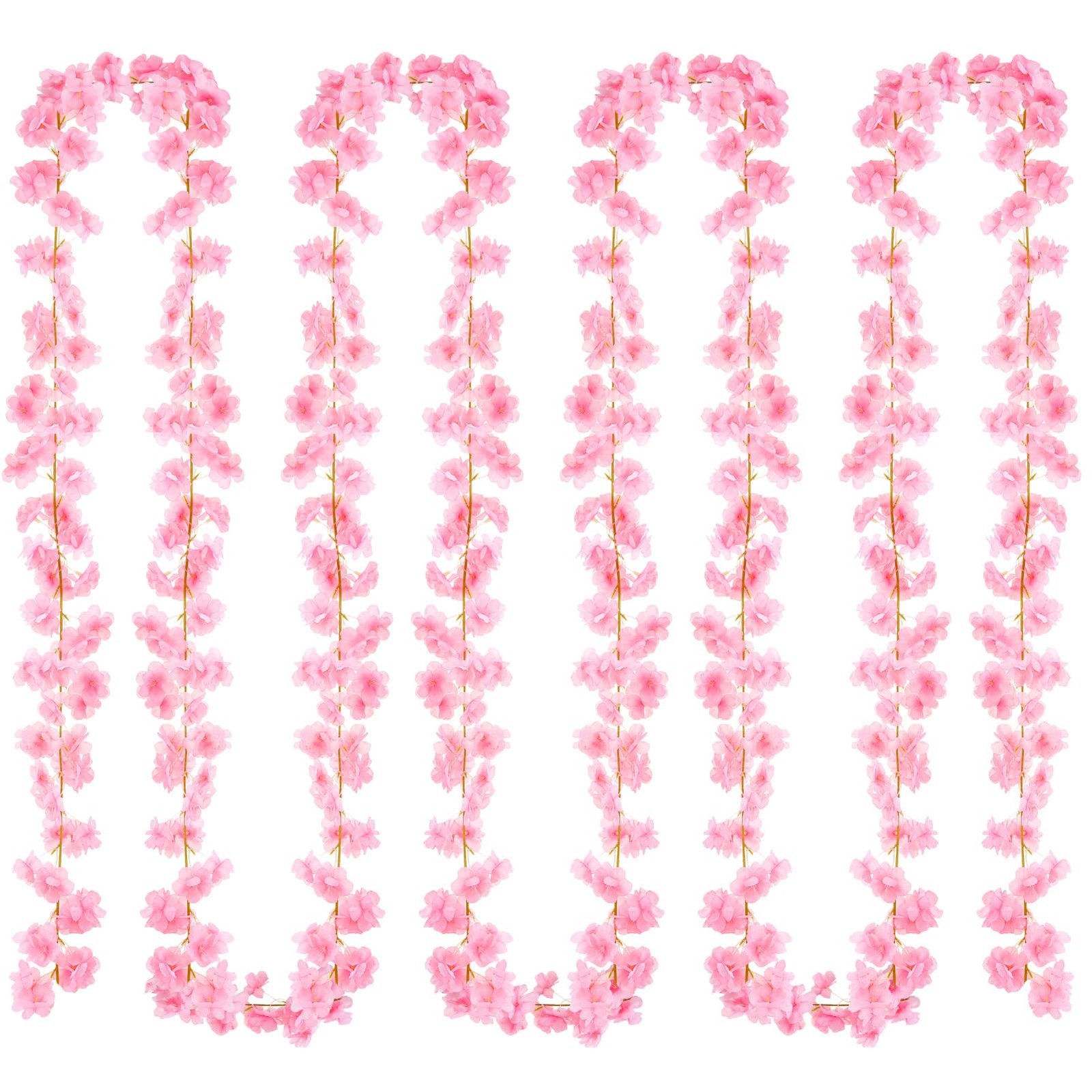 8 PCS 47.2ft Artificial Cherry Blossom Garland Pink Sakura Flower Vines Hangi…