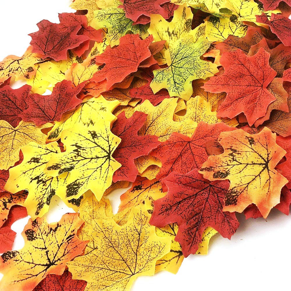 200 PCS Artificial Fall Maple Leaves Thanksgiving Wedding Festival Decor