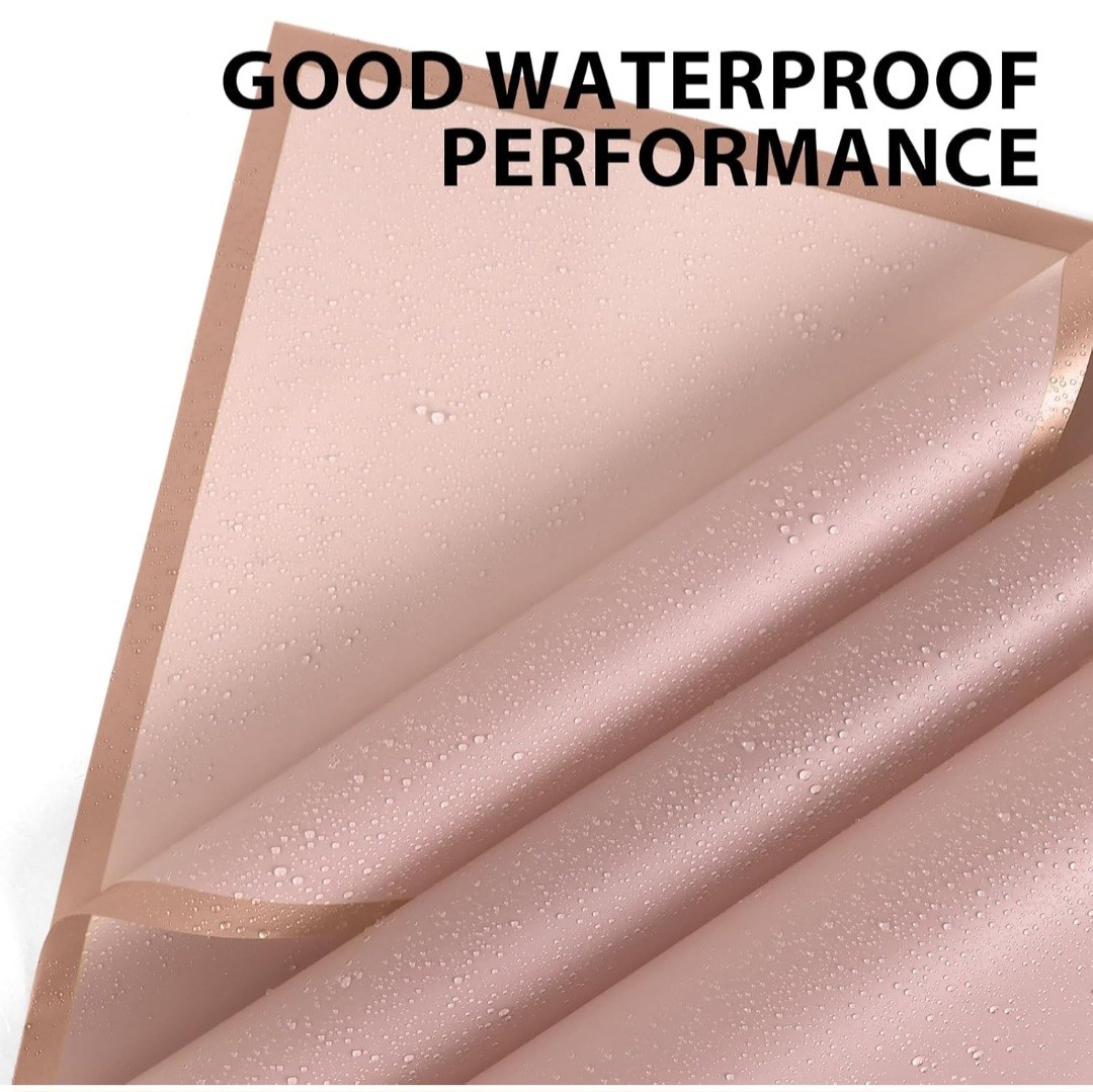 Flower Wrapping Paper Sheets Waterproof Bouquet Wrap Pink Gold Edge Florist Pack