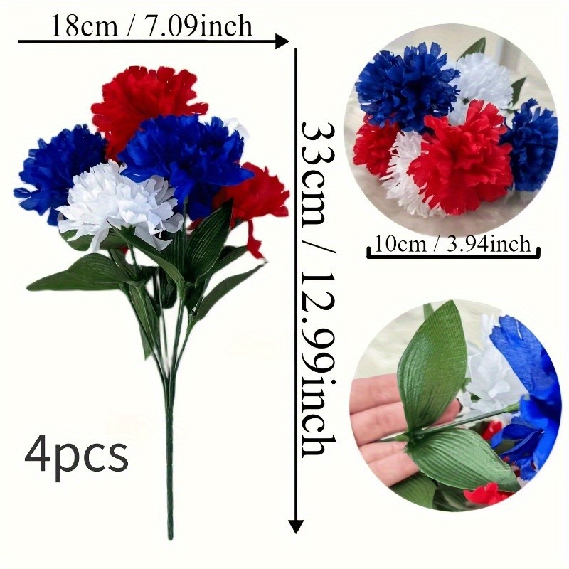 7-Stem Artificial Lilac Bouquet Silk Faux Flowers for July 4th Independence Day