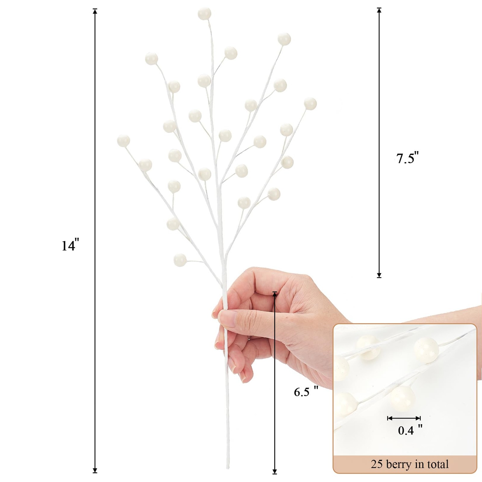 Christmas Berries Picks Set of 12 Xmas Tree Decorations 14inches White Holly …