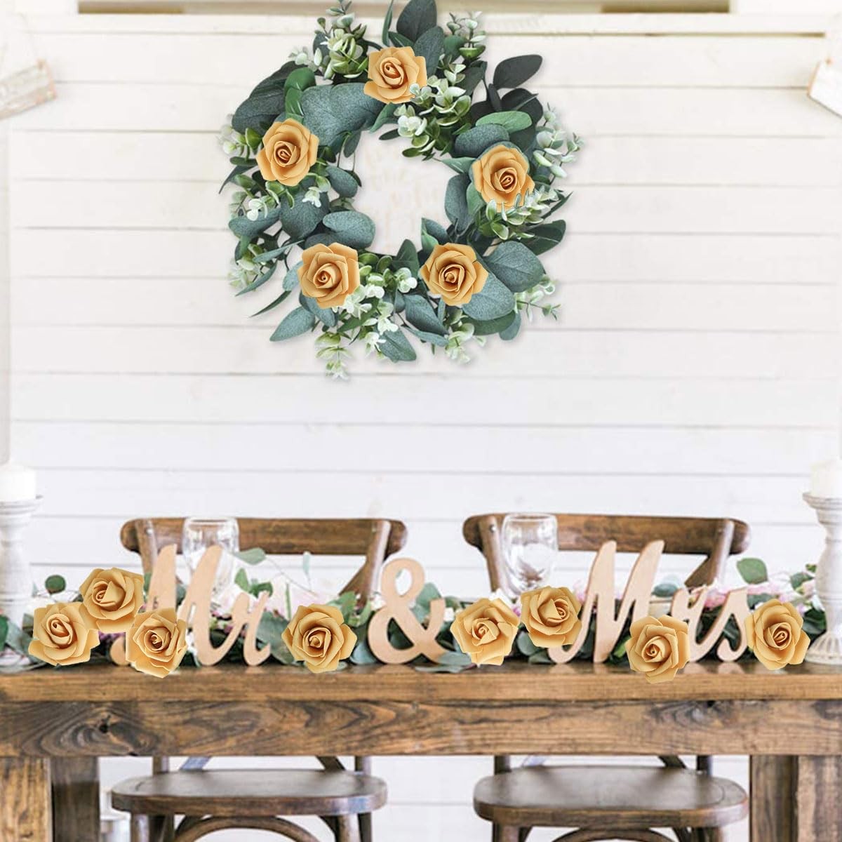 200 PCS Gold Yellow Foam Rose Flower Heads 1.97 Inch DIY Wedding Decoration