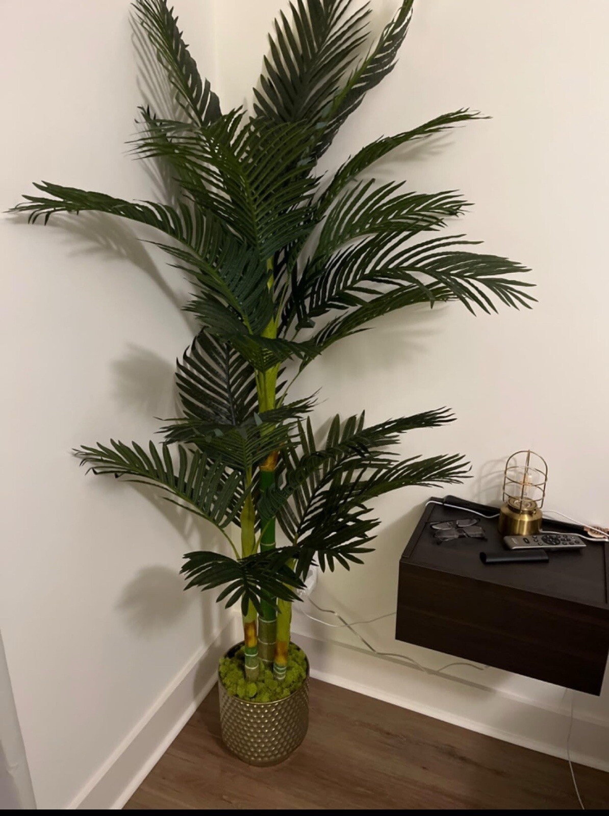 6.5′ Double Trunk Golden Cane Artificial Palm Tree Home Decor.