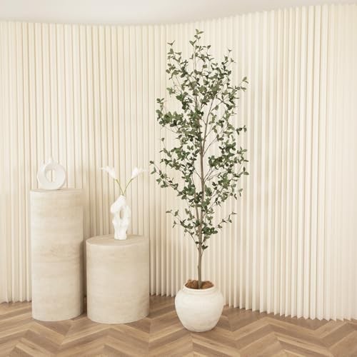 7ft Artificial Quince Leaf Tree with Realistic Trunks, 7ft Quince Leaf Tree