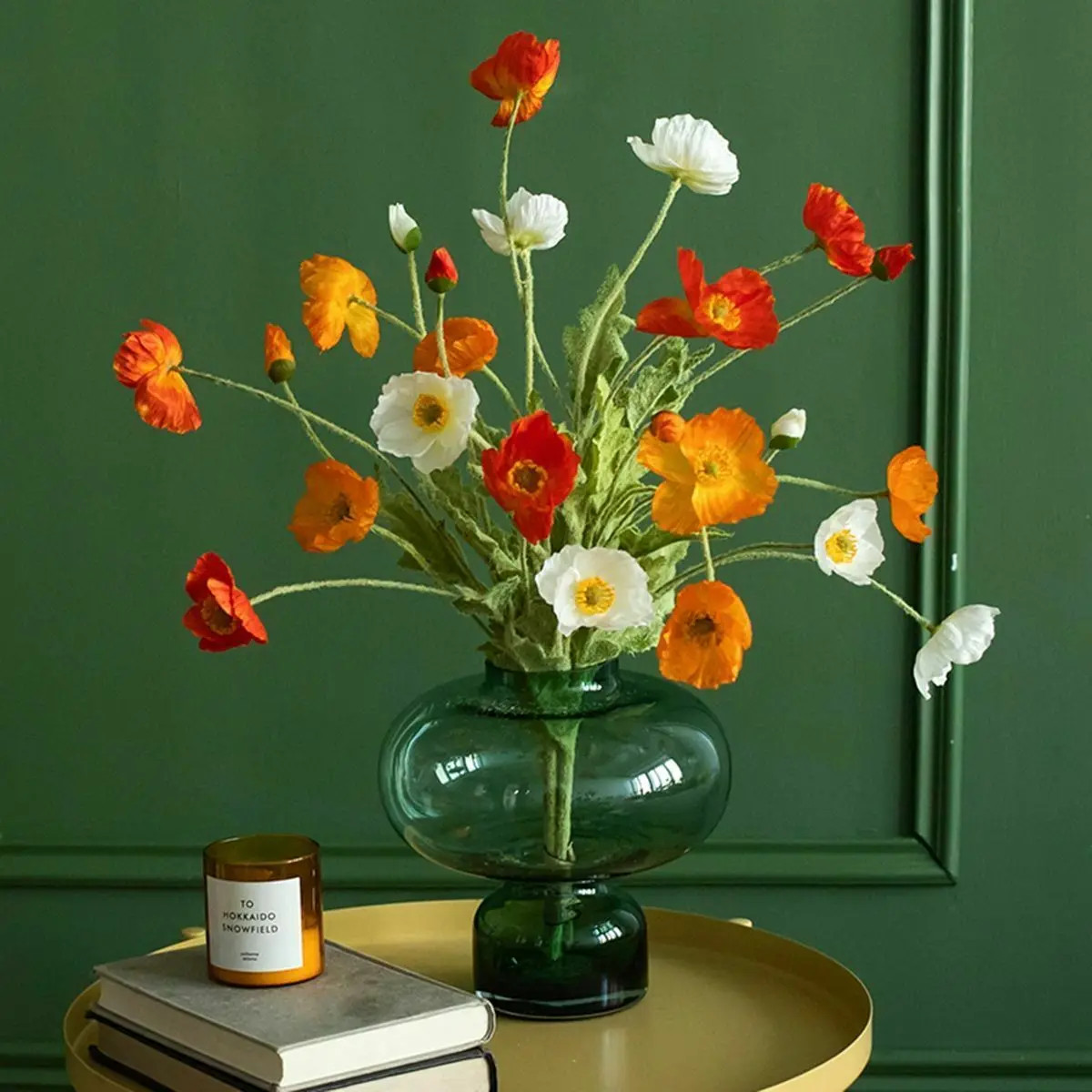 4 Head Artificial Flowers Bouquet Poppy Fake Flowers for Home Decor Garden Party