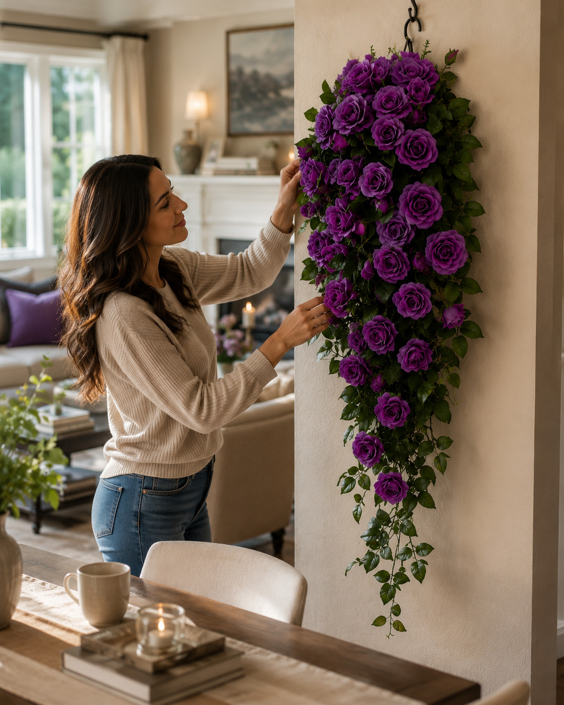 Artificial Purple Flower Garland Vine 90cm Hanging Faux Ivy Plant Home Party Dec