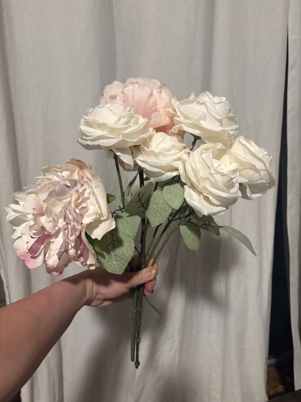Artificial Silk Flower Lot Roses Peony Pink White Floral Craft Wedding Decor